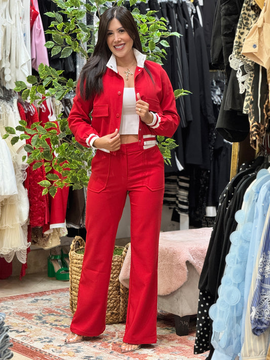 Ovianca Red Jacket Set