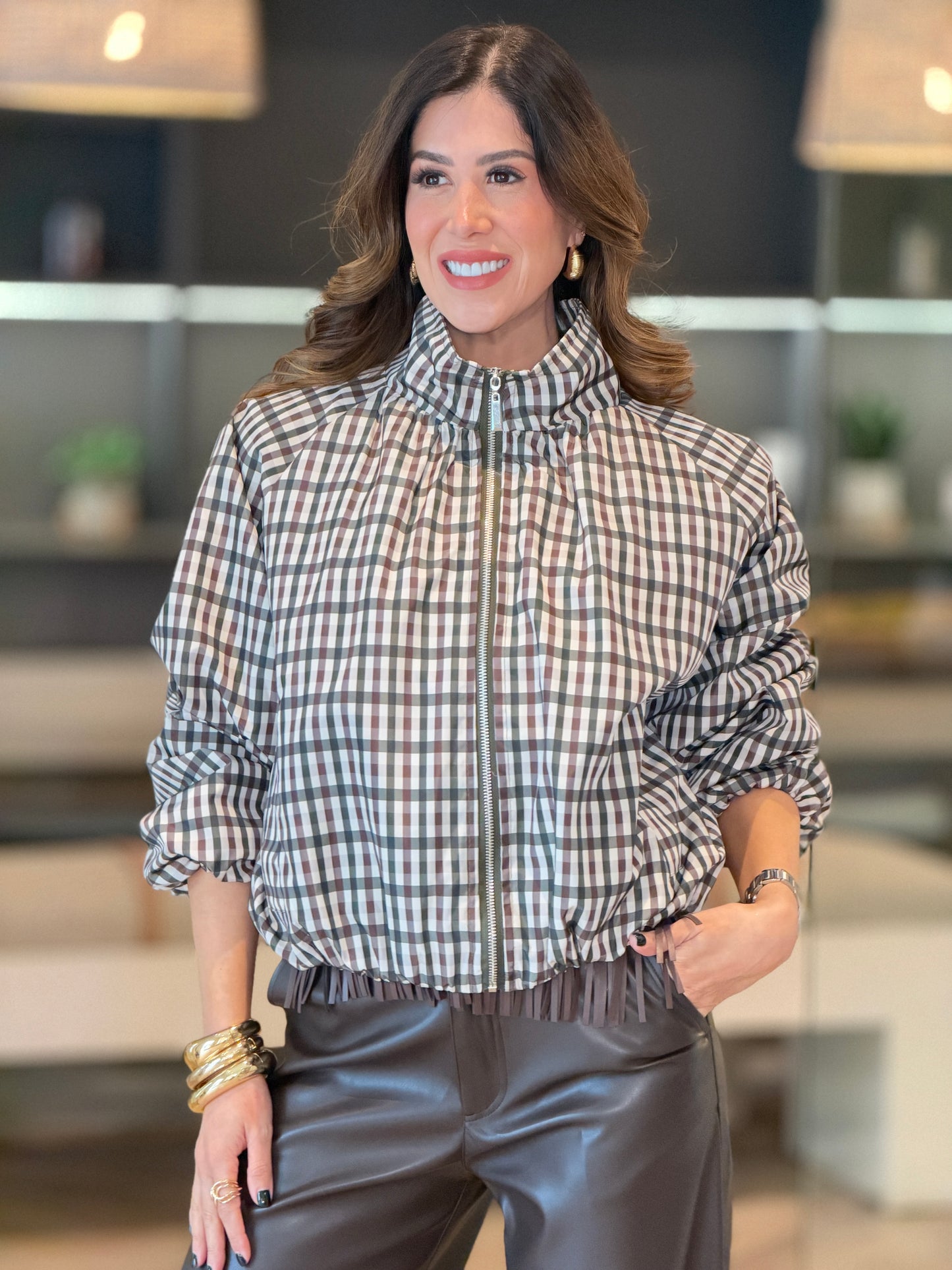 Italy Plaid Green Jacket Top