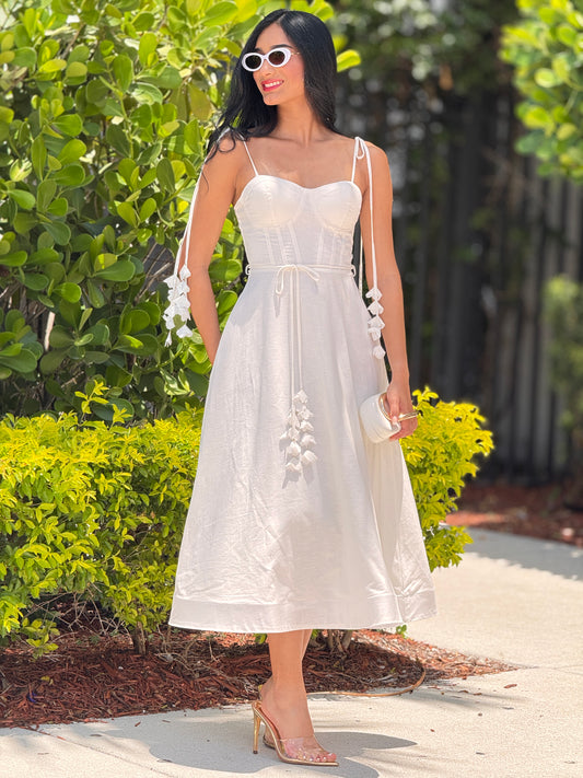Gardenia White Midi Dress