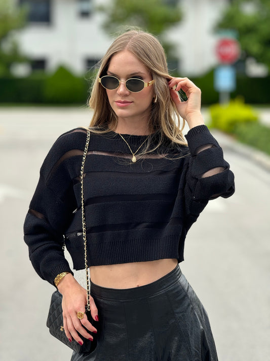 Marble See-through Black Sweater