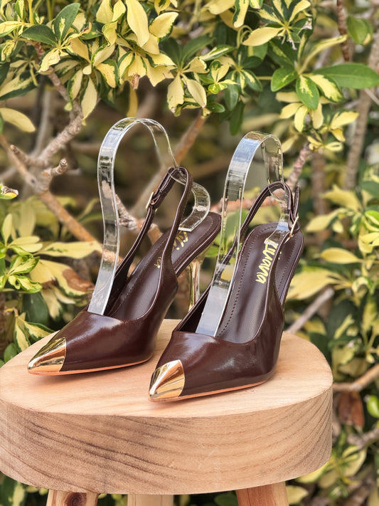 Riven Brown Gold Heels