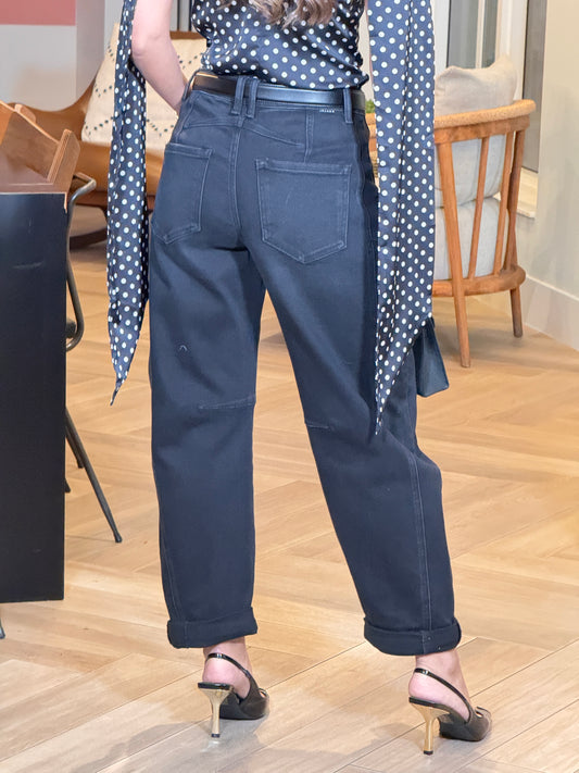 Risen Black Denim Barrel Jeans