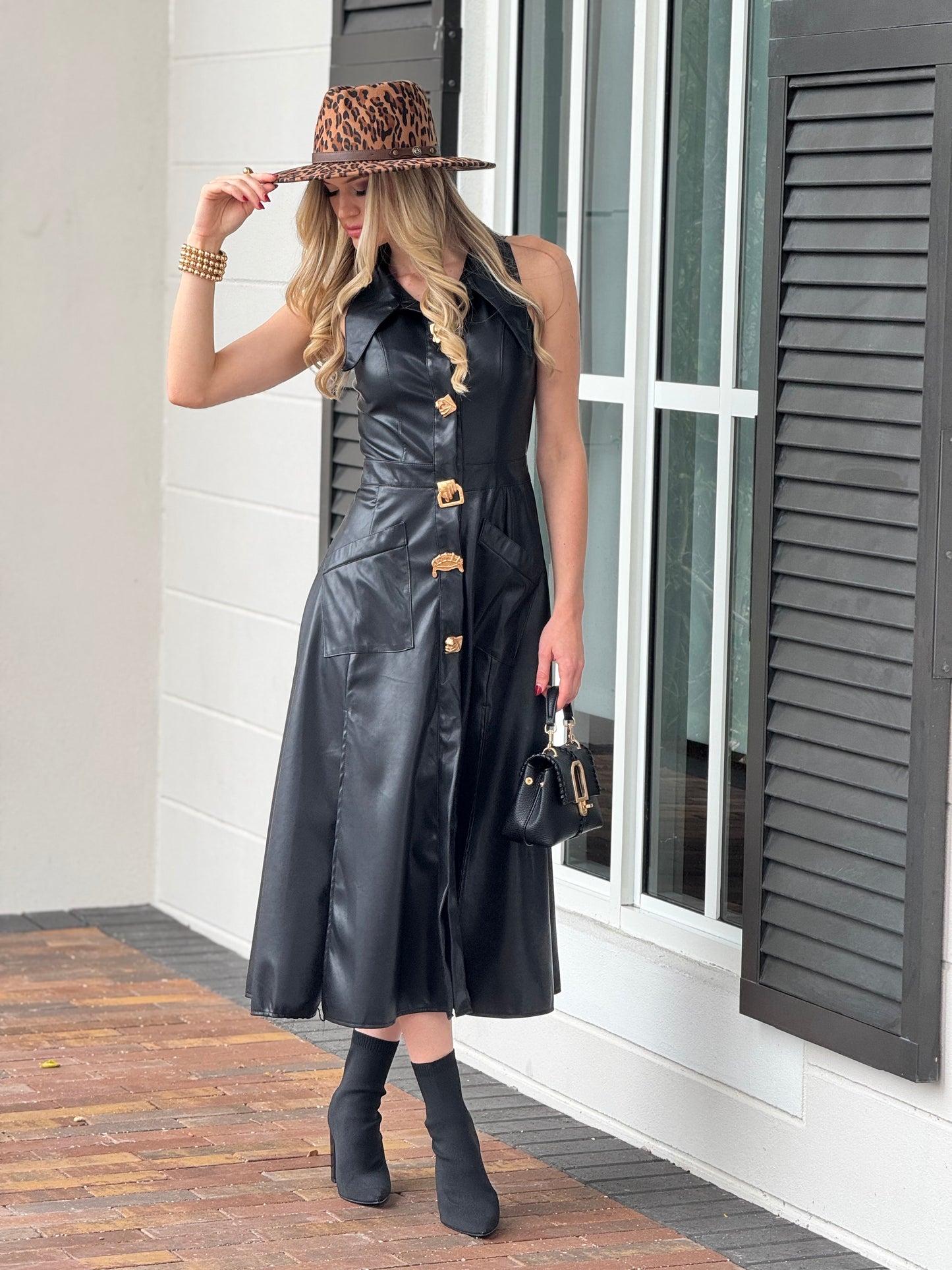 The Eye Black Leather Dress