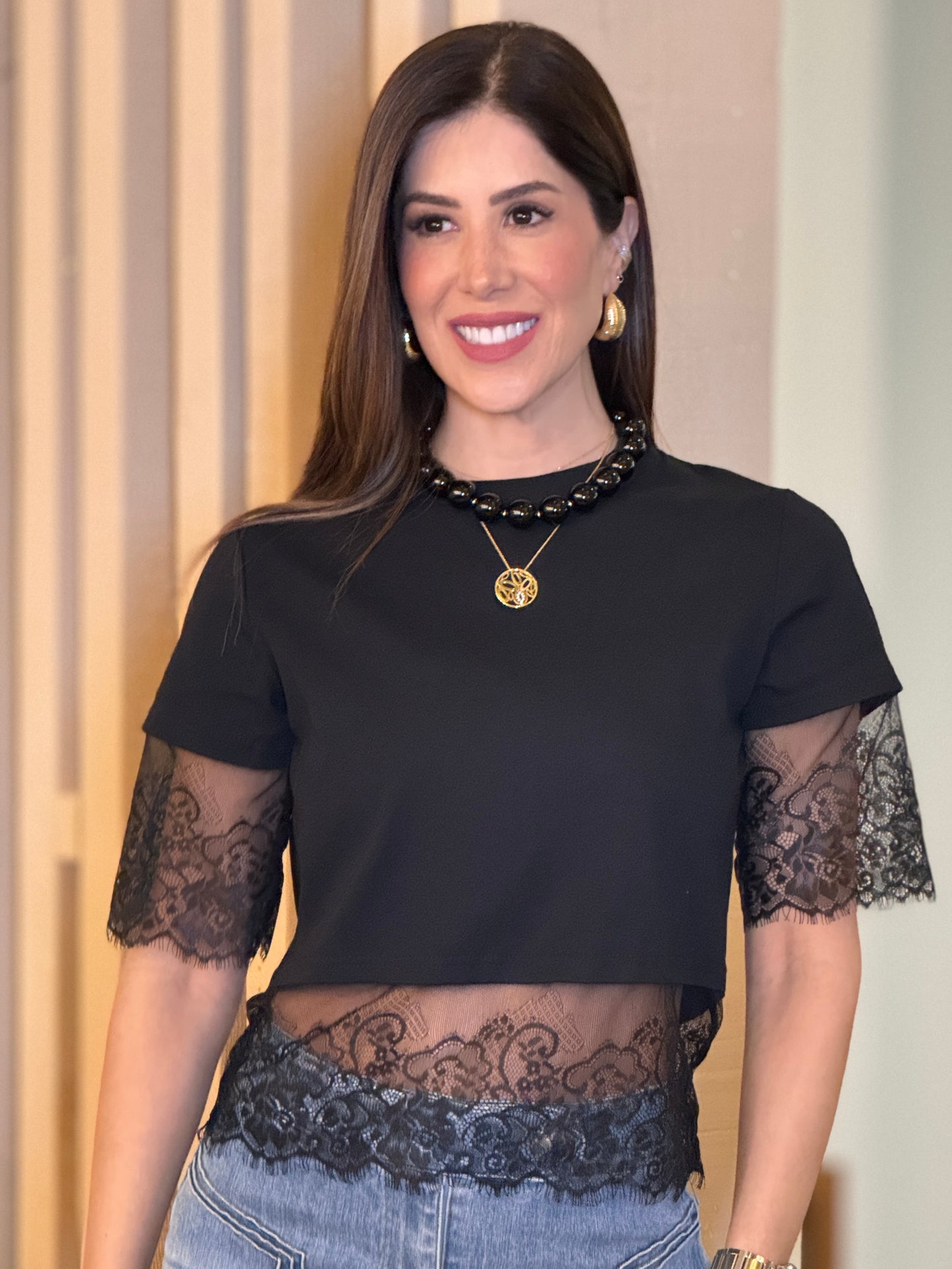 Rose Days Black Lace T-Shirt