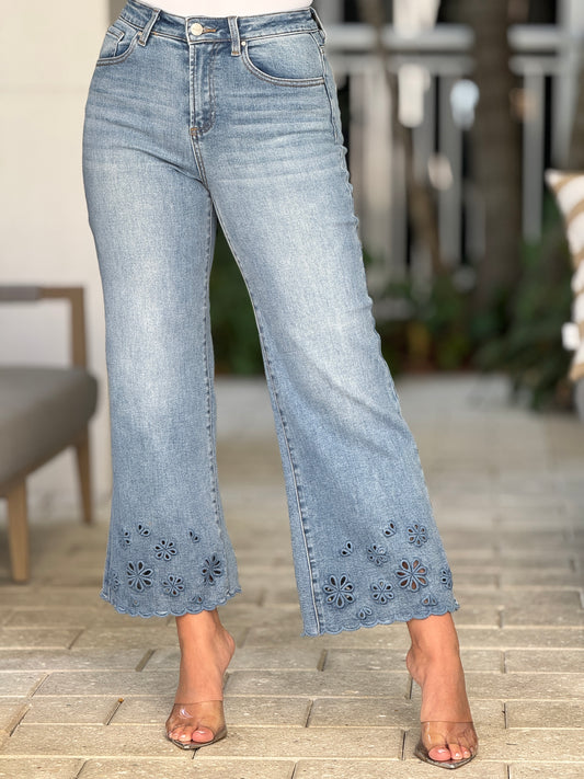 Risen Boho Embroidery Boot Jeans