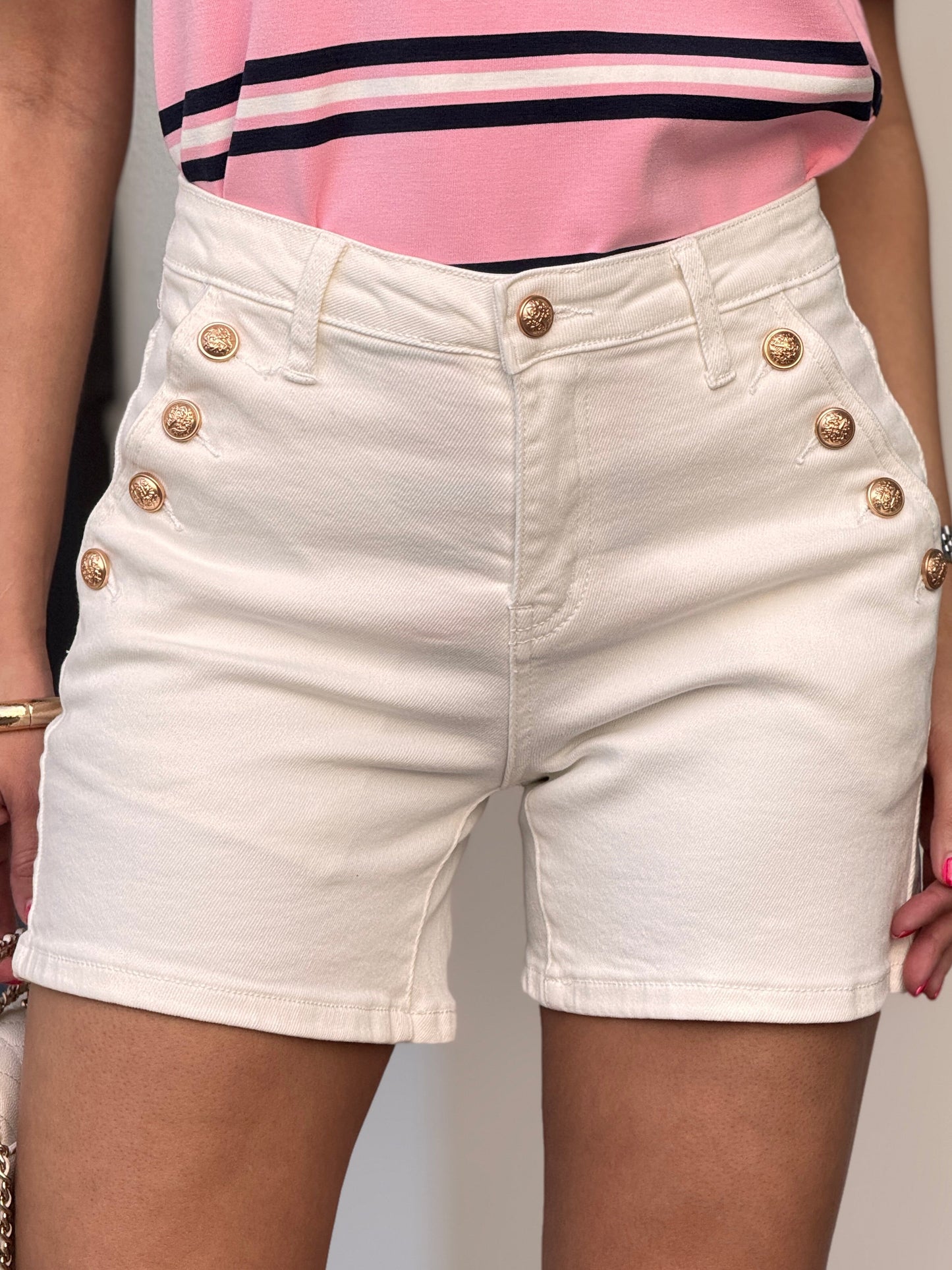 Nina White Denim Bermuda Shorts