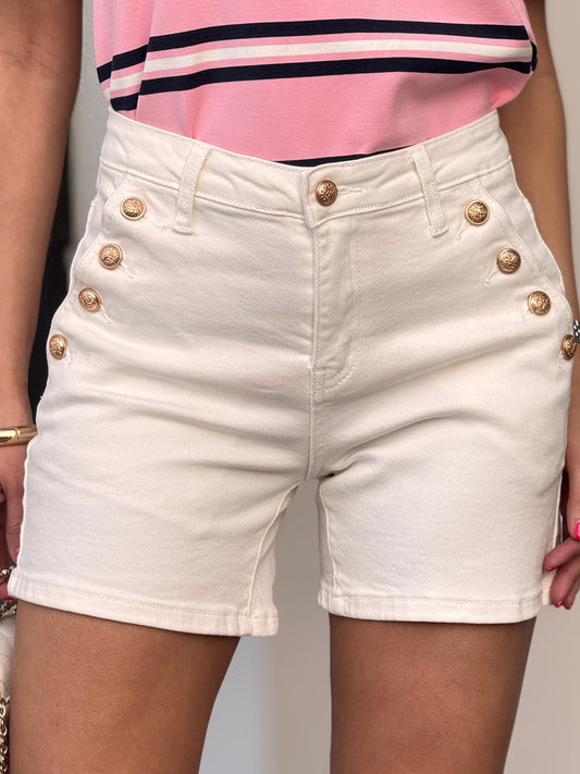 Nina White Denim Bermuda Shorts
