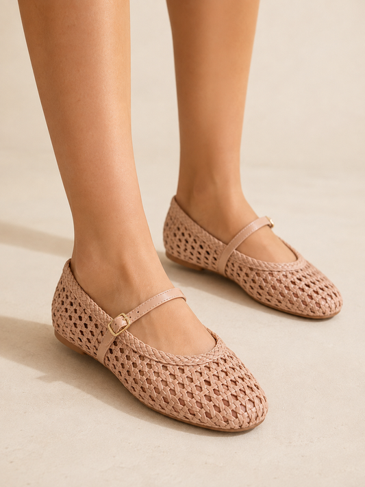 Elan Nude Braided Metal Shoes