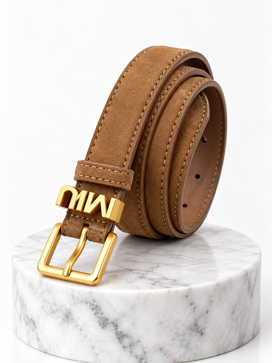 Mui Light Brown Suede Belt