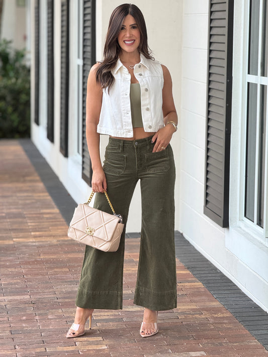 Love White Denim Vest Top
