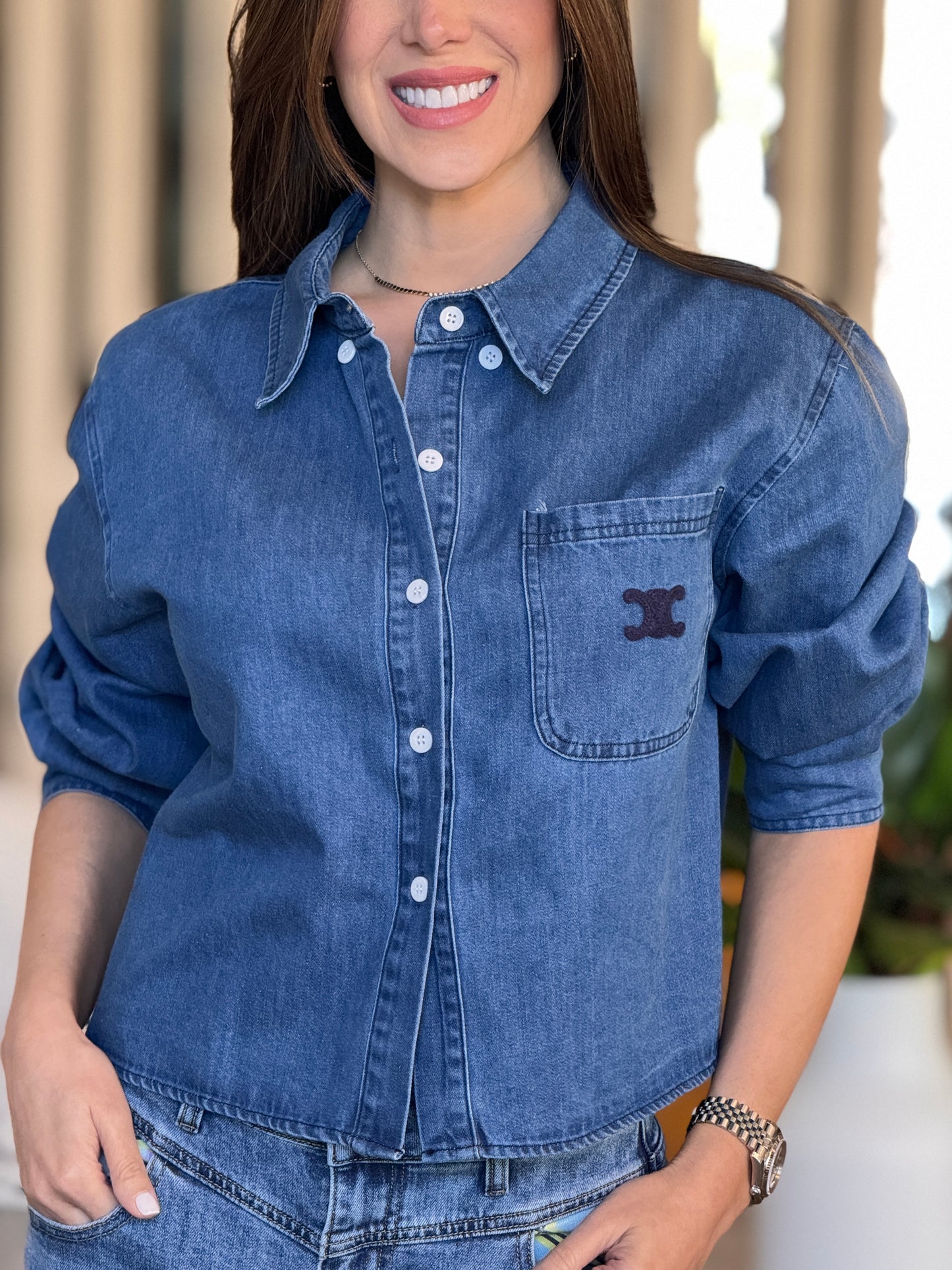 Celi Dark Denim Shirt Top