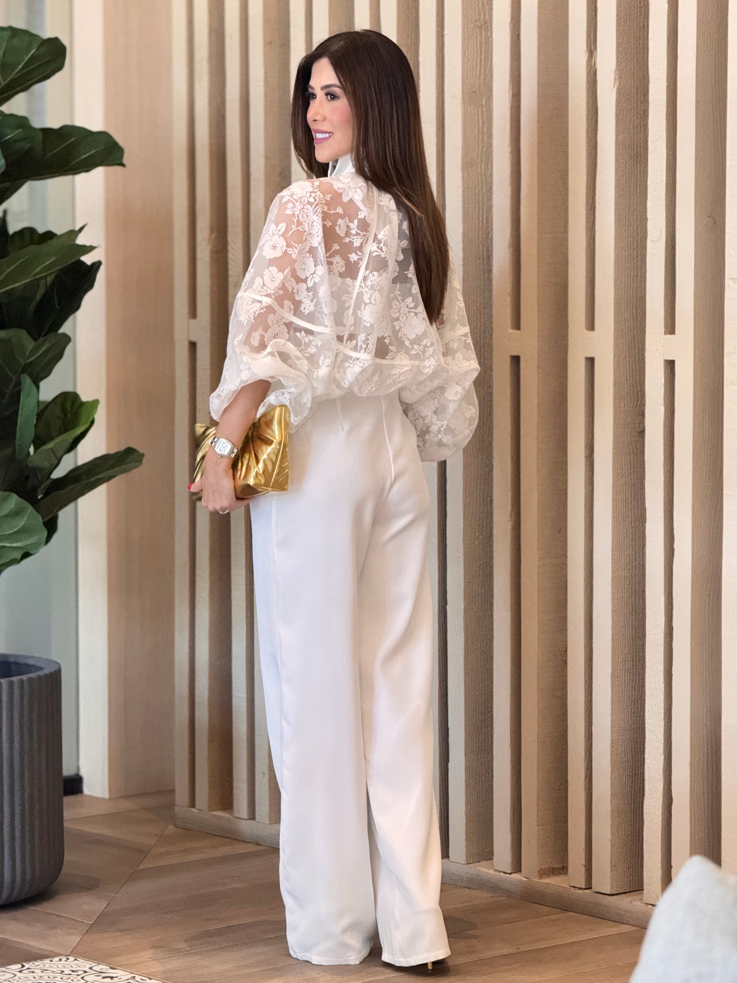 Sangie White Lace Bomber Set