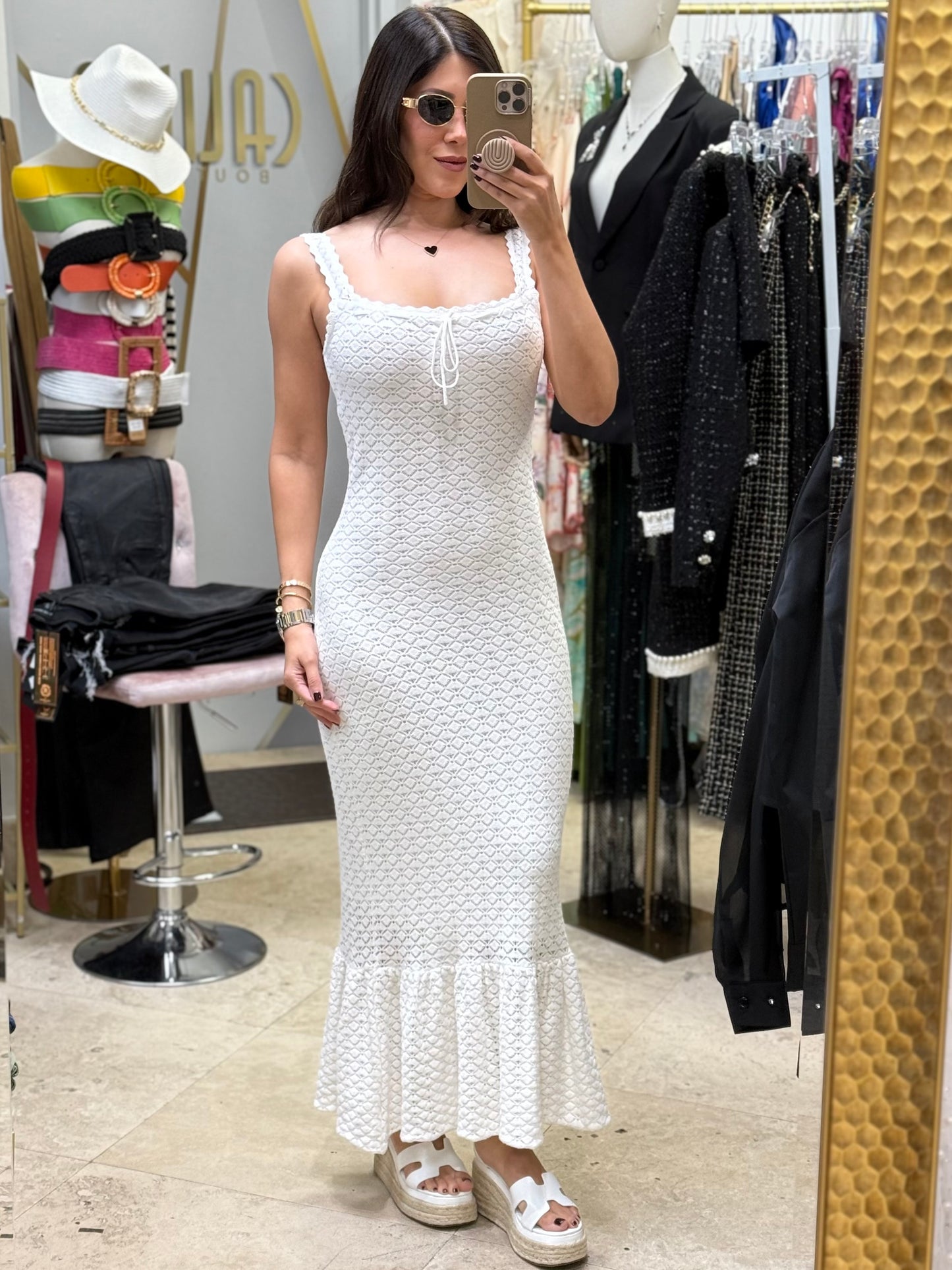 Mable White Knitted Dress