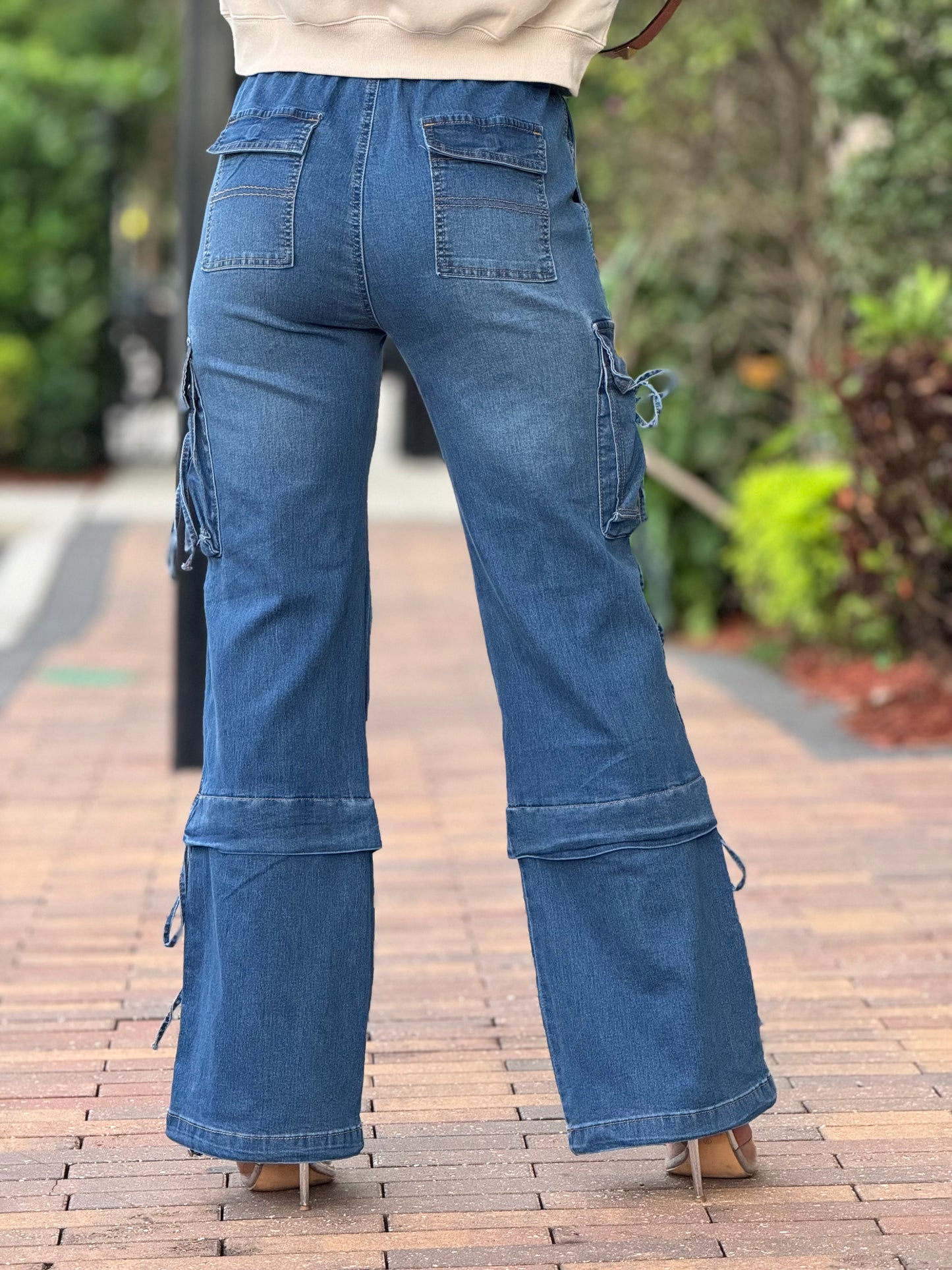 Vibrant Denim Cargo Jeans