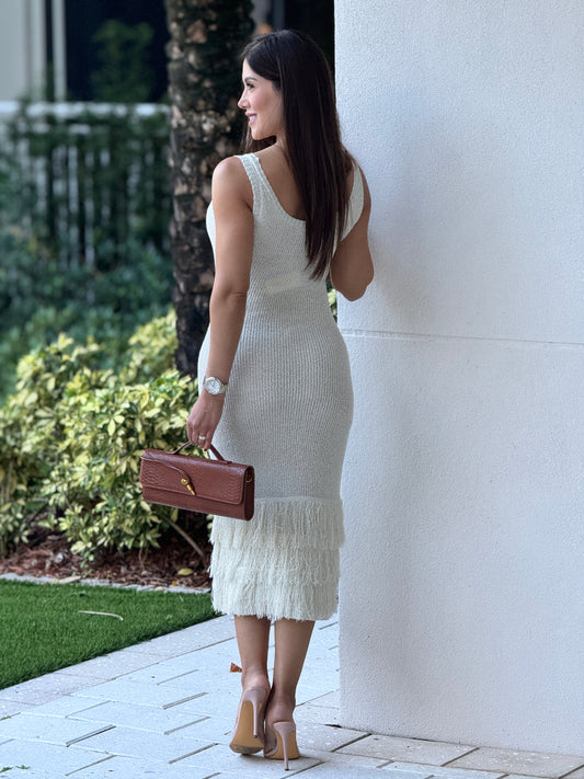 Sharpay Yvory Fringe Knitted Dress