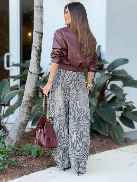 26367 Muy Burgundy Leather Jacket Top