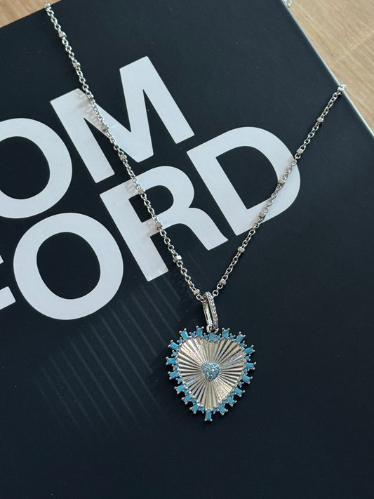 Esperanza Silver Heart Diamond Cut Chain Necklace