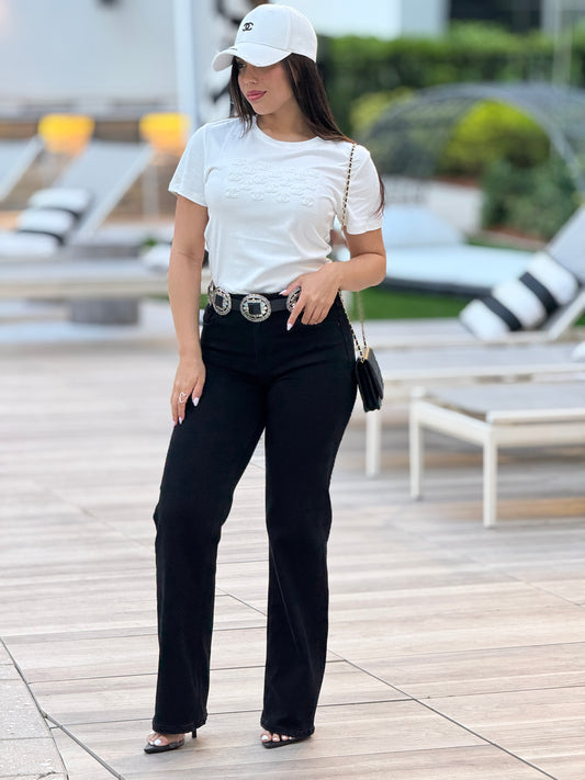 Risen Black Wide Jeans