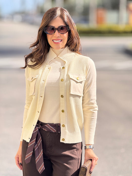 Hershey Ivory Knitted Vest Top