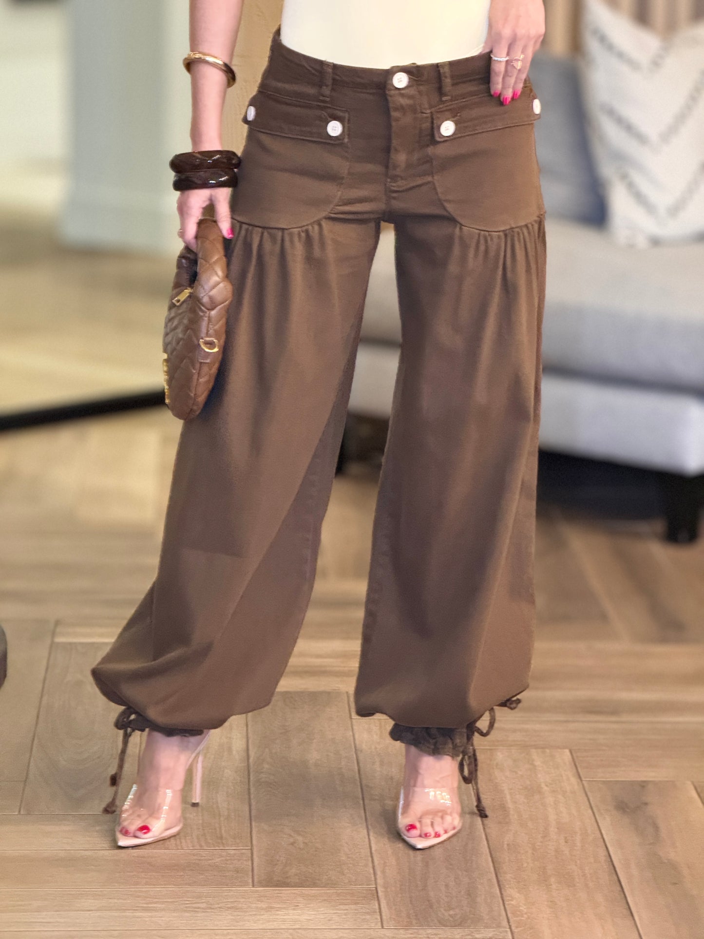 Lover Brown Denim Baggy Pants