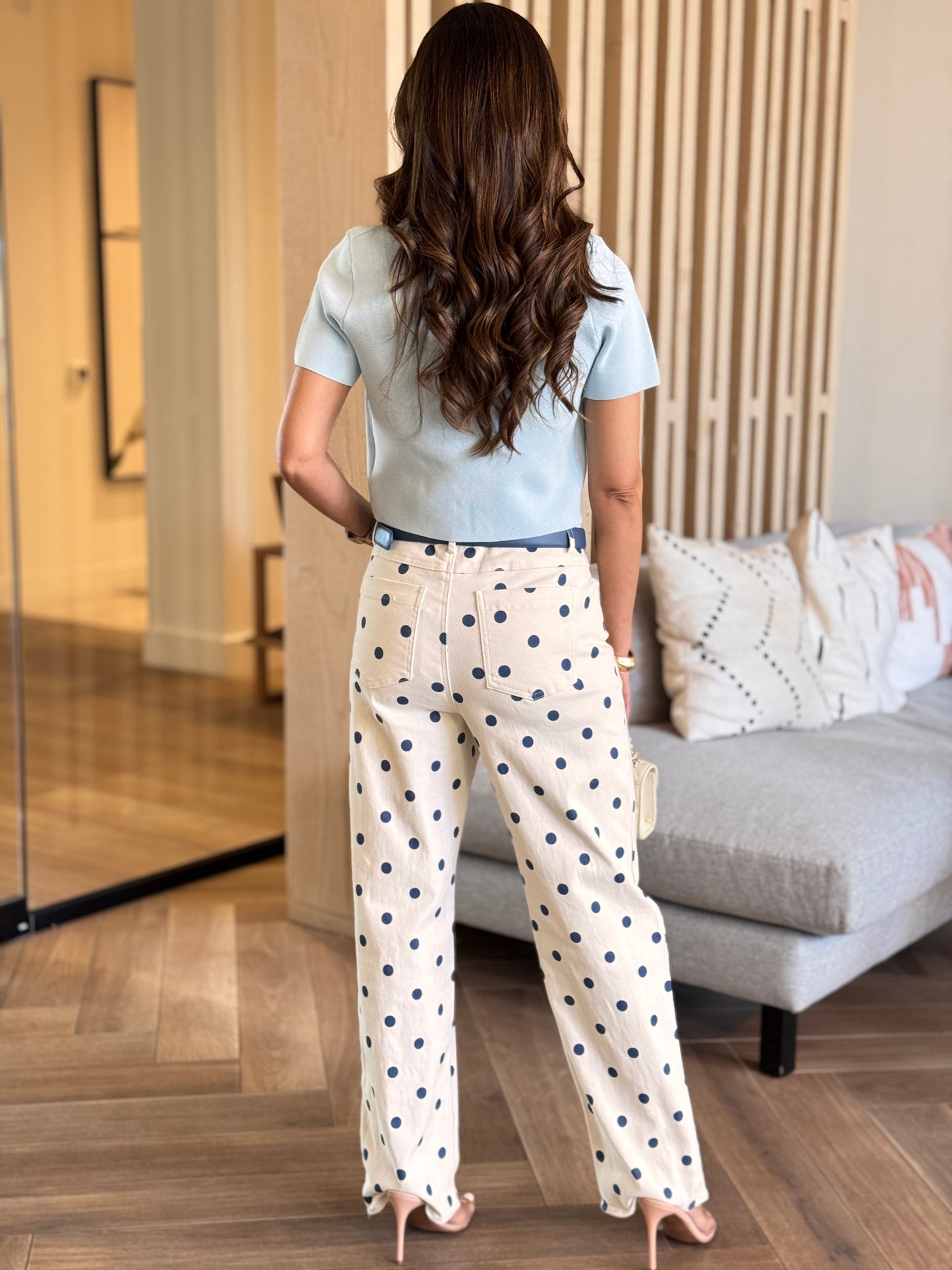 Sunday Blue/Ivory Barrel Pants