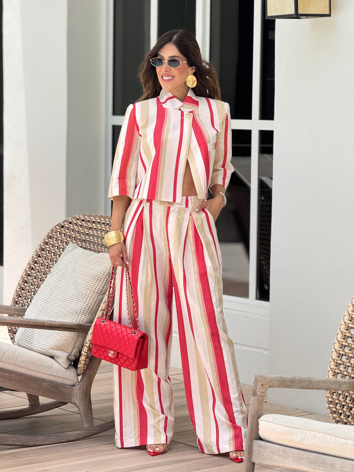 Lumi Red/Ivory Linen Triangle Vest Set
