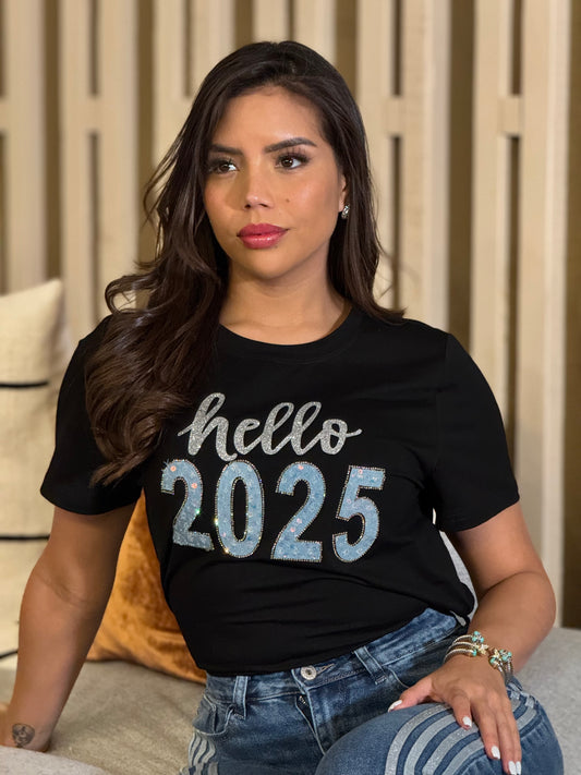 Hello 2025 Black T-shirt