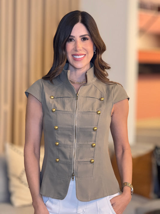 Napoleon Green Zipper Vest Top