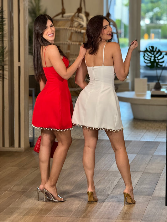 The Sugar Red/White Pearl Dress