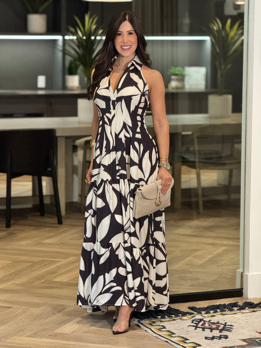 Bélgica Black/White Print Dress