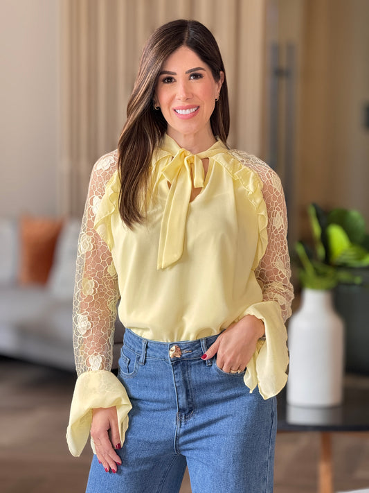 Rosetta Yellow Torchon Shirt