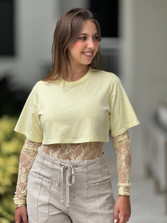 Gaia Yellow Mesh Bodysuit