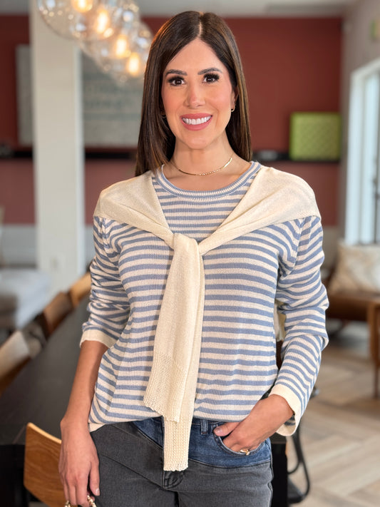 Lumiere Blue/Ivory Lines Top