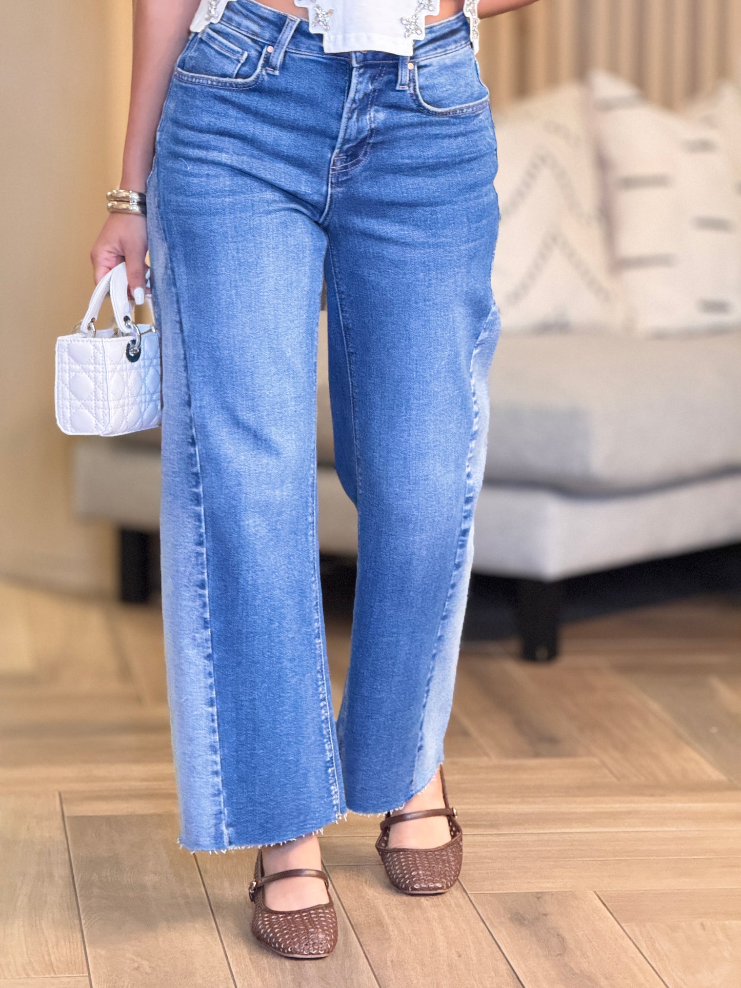 Risen Mid Denim Barrel Jeans