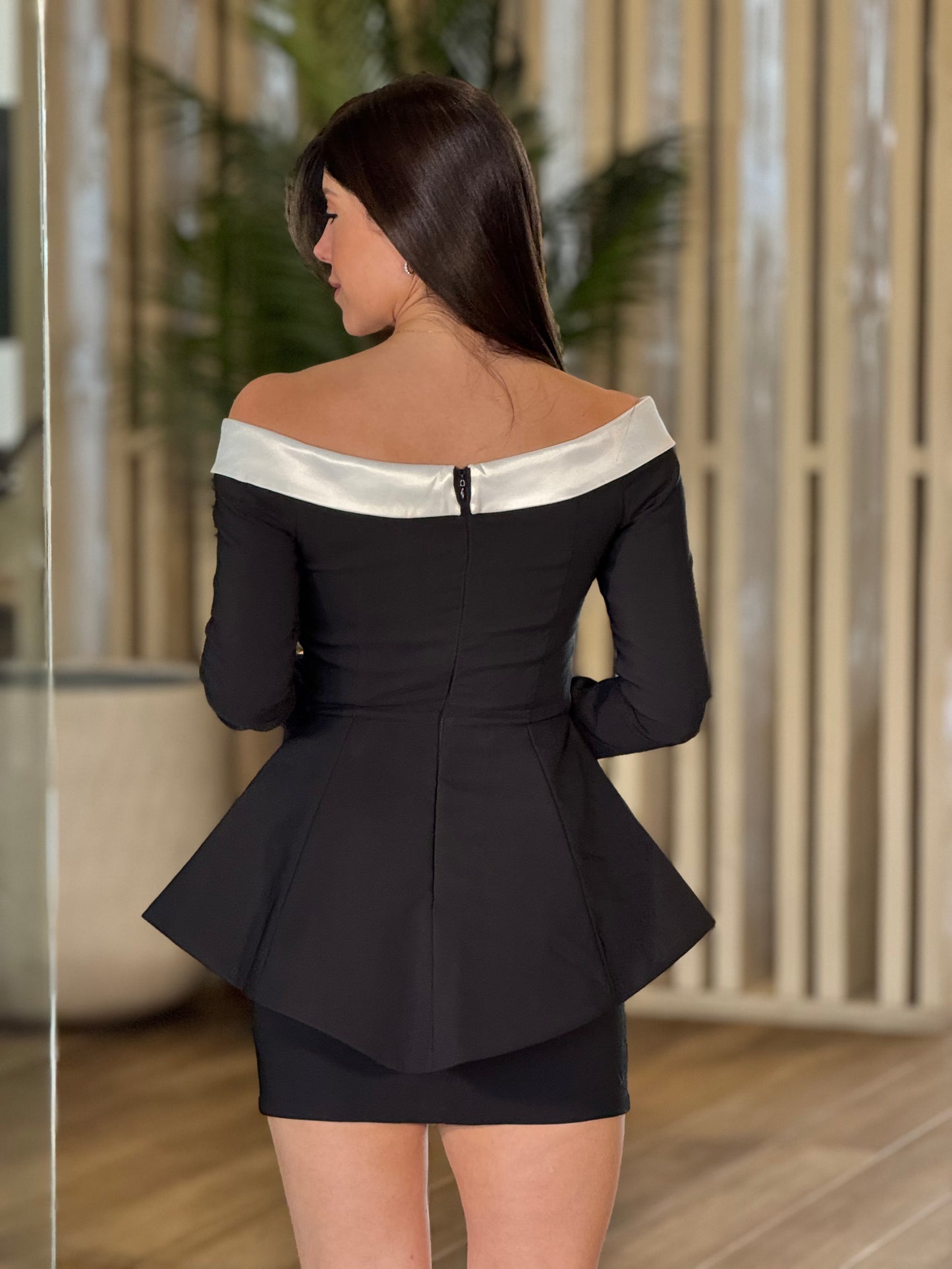 Angelica Off Shoulder Black Peplum Dress Gala