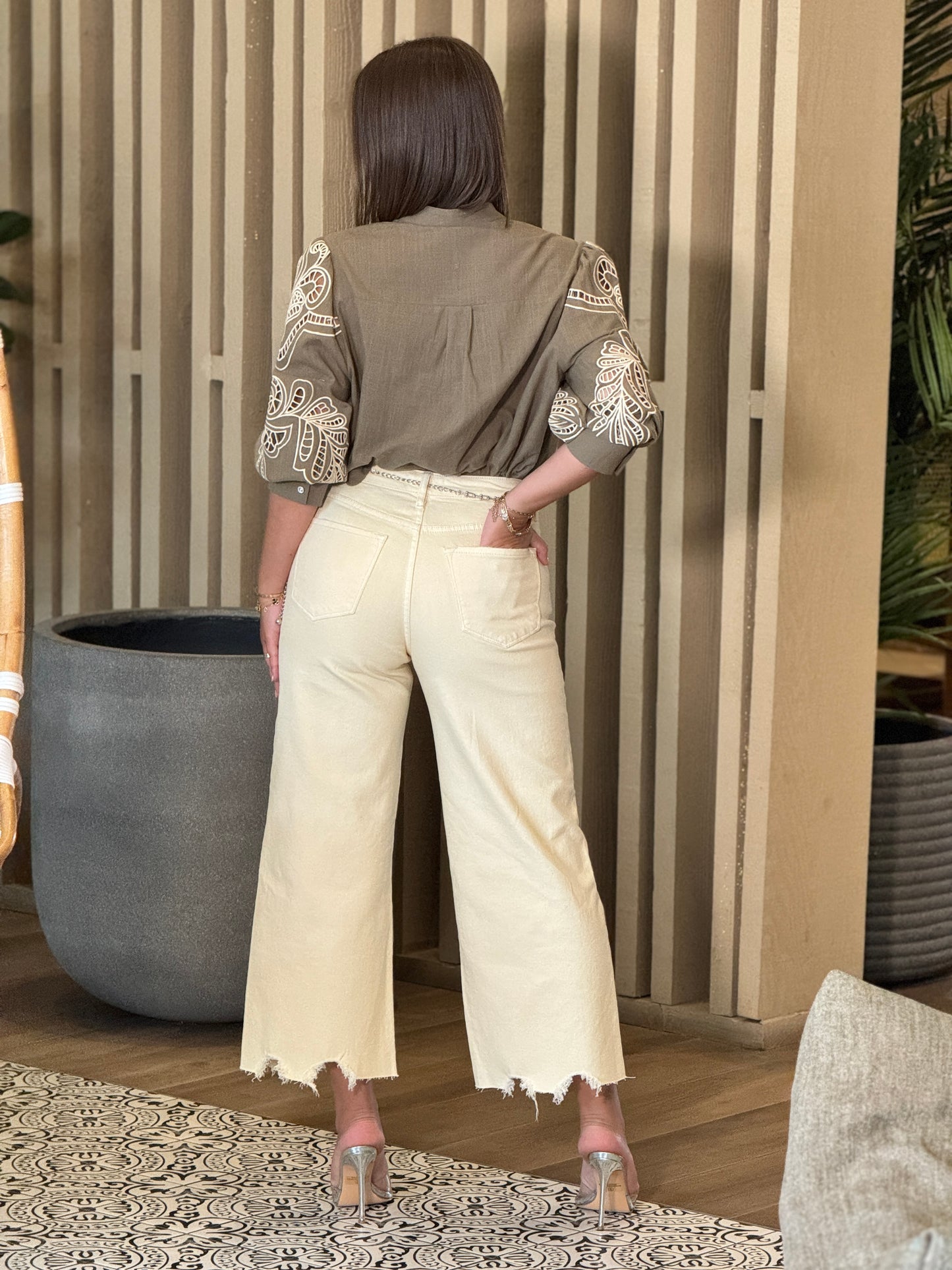 Gaia Green Embroidery Shirt