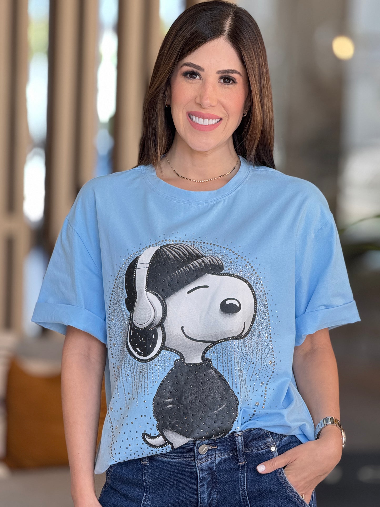 Cartoon Headphone Blue T-Shirt