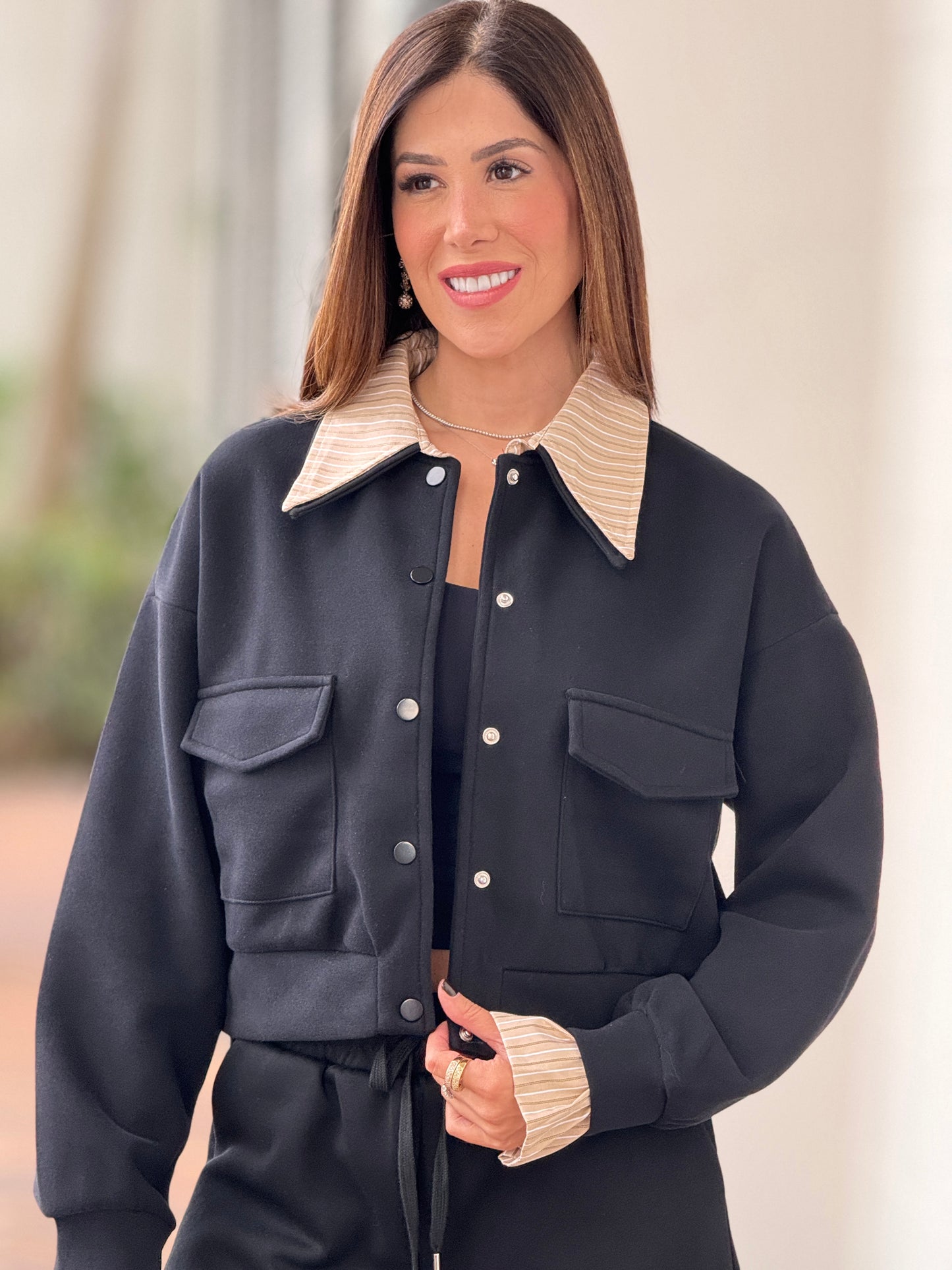 Tennie Black/Gingham Collar Sport Set
