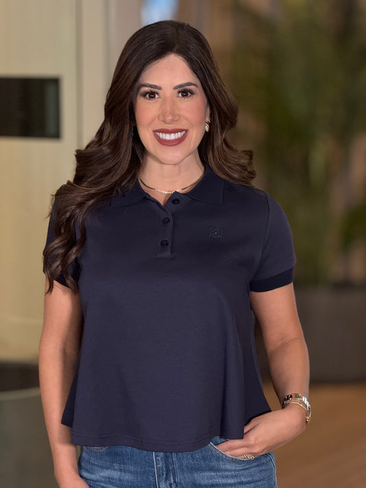 Lore Navy Cropped Chemise Top