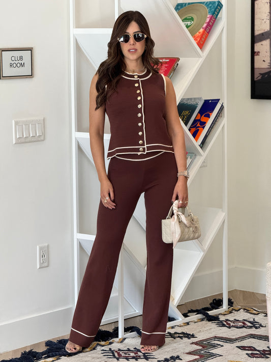 Vanellis Brown Knitted Vest Set