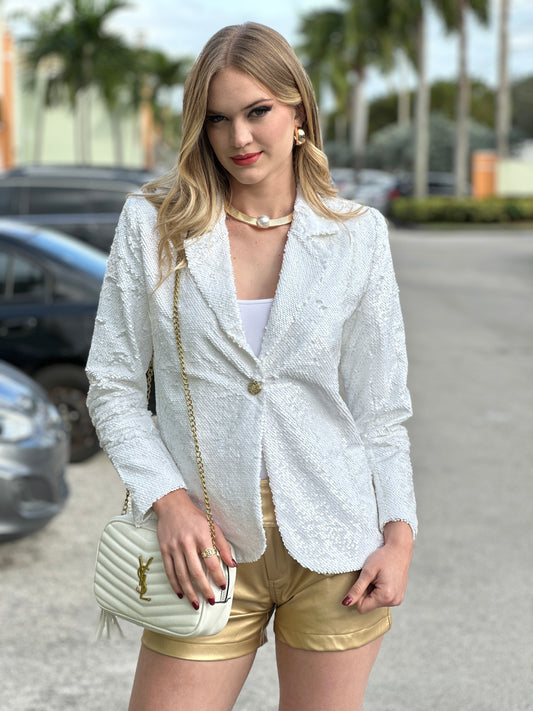 Farrah White Sequin Blazer