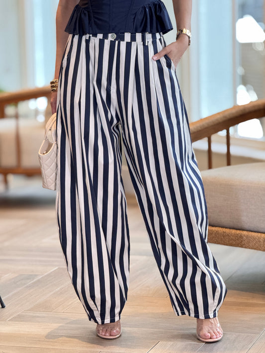 Italy Navy Blue Lines Joggers Pants