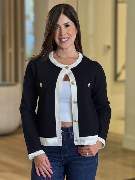 Lover Black/Yvory Gold Buttons Top