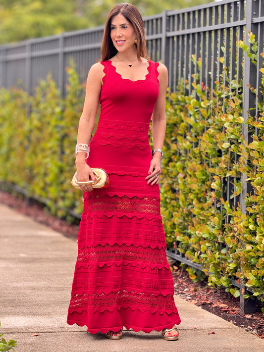 Rivera Cherry Red Knit Dress