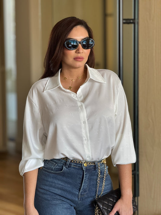 Celi White Satin Shirt