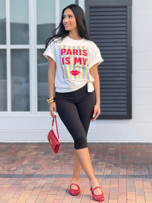 Salty Black Cotton Capri Pants