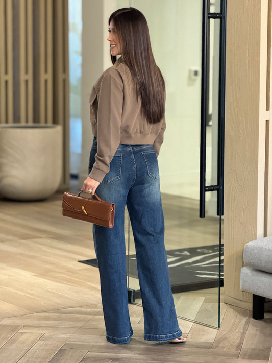 The Bomber Beige Jacket Top