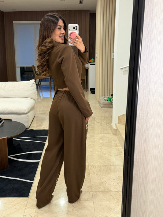 Chic Brown/Silver Rings Cutout Set