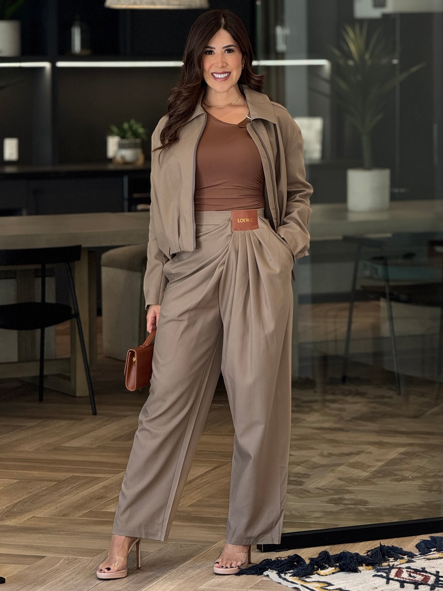 Lore Beige Pleated & Jacket Set
