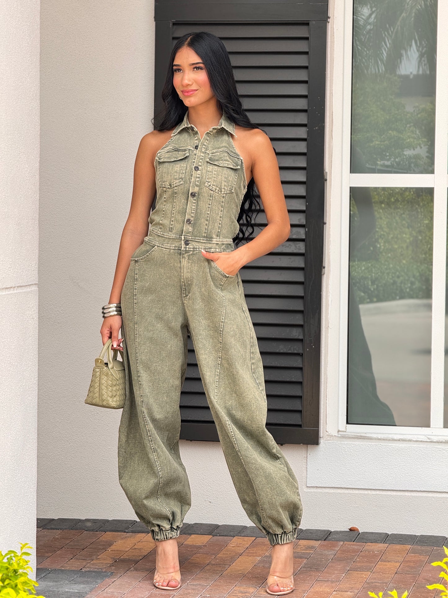 Lizzie Green Denim Jumpsuit